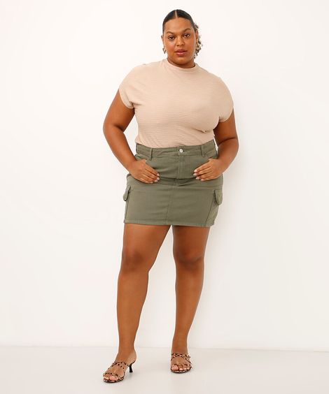 saia curta cargo de sarja verde