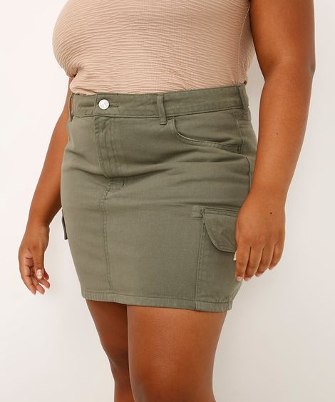 saia curta cargo de sarja verde