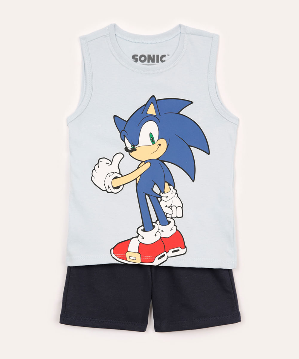 conjunto infantil curto sonic azul