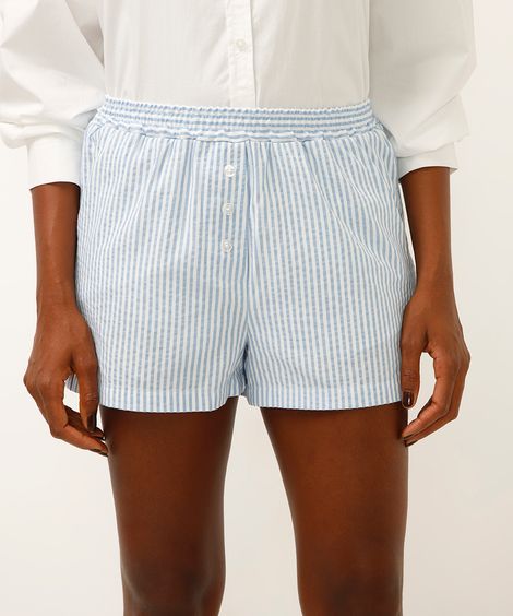 short curto listrado azul