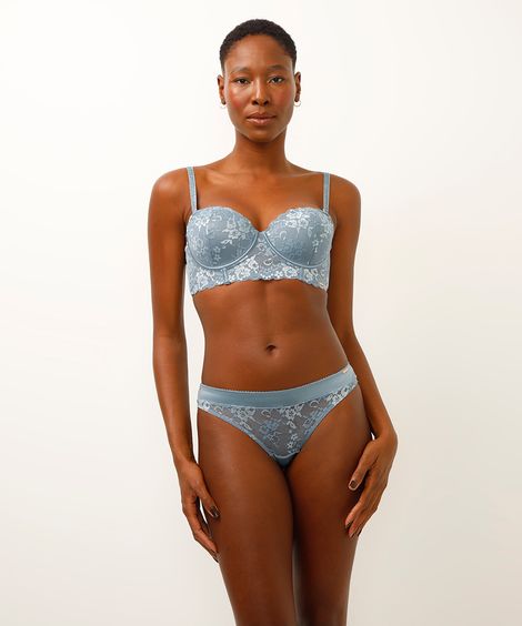 calcinha biquíni renda floral azul