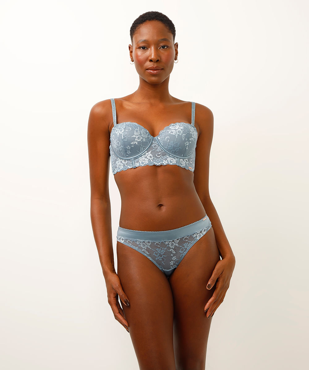 calcinha biquíni renda floral azul