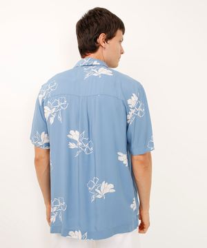 camisa de viscose floral azul