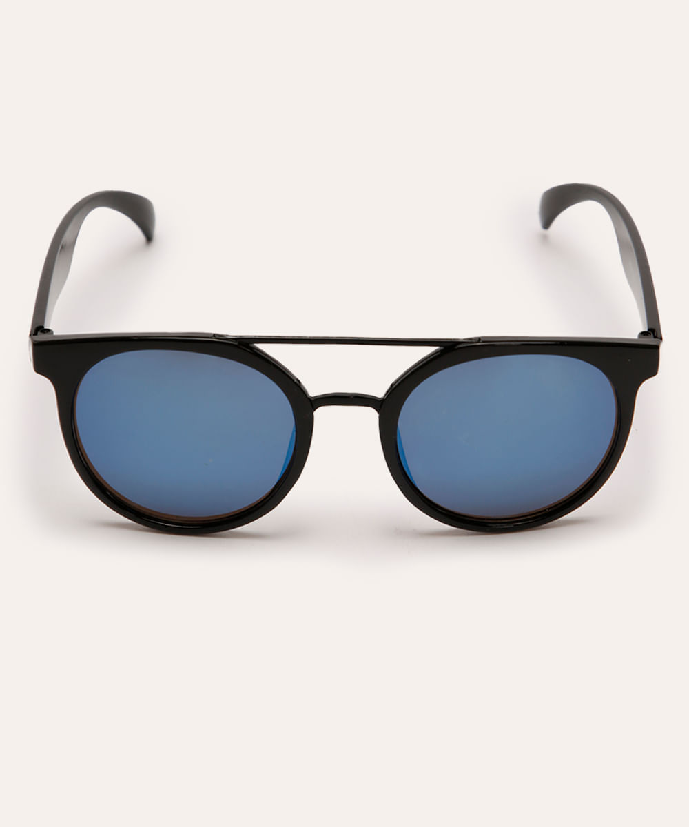 óculos de sol redondo unissex preto