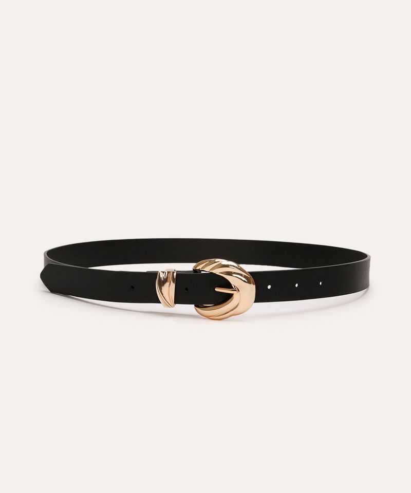 cinto com fivela texturizada preto