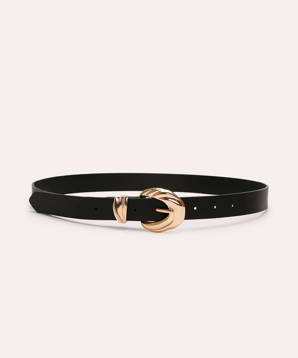 cinto com fivela texturizada preto