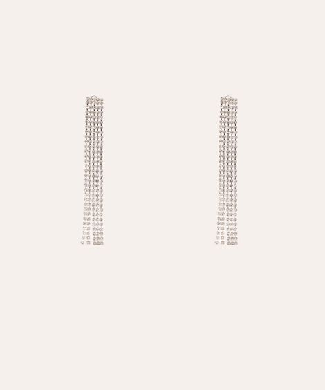 brinco franjas com strass prateado
