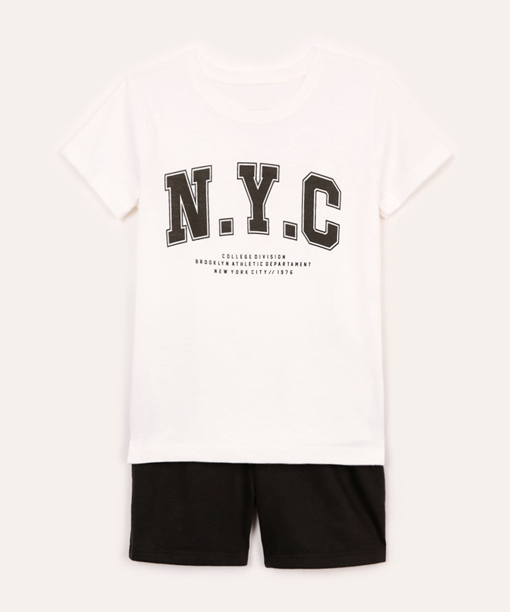 conjunto infantil curto nyc off white