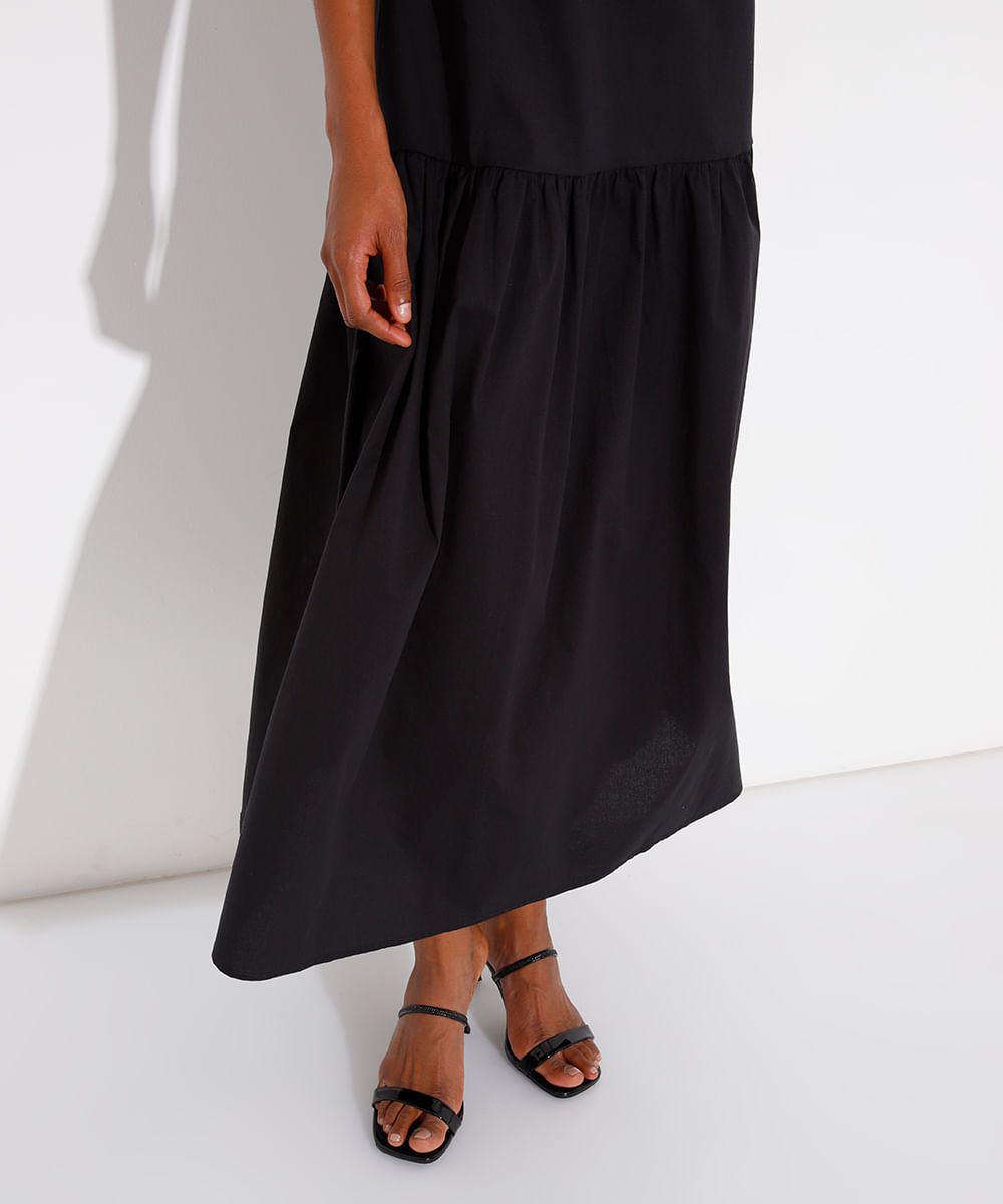 vestido longo de algodão mindset preto