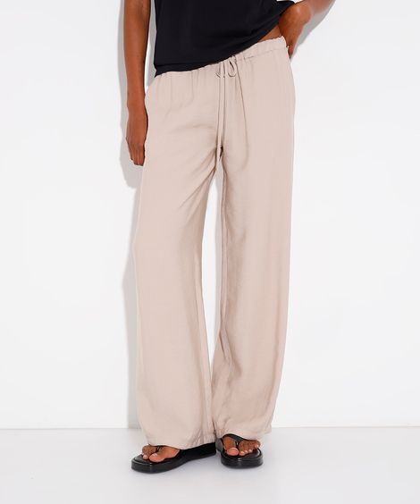 calça estilo pijama com bolsos mindset bege