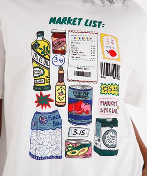 camiseta de algodão market list mindset off white