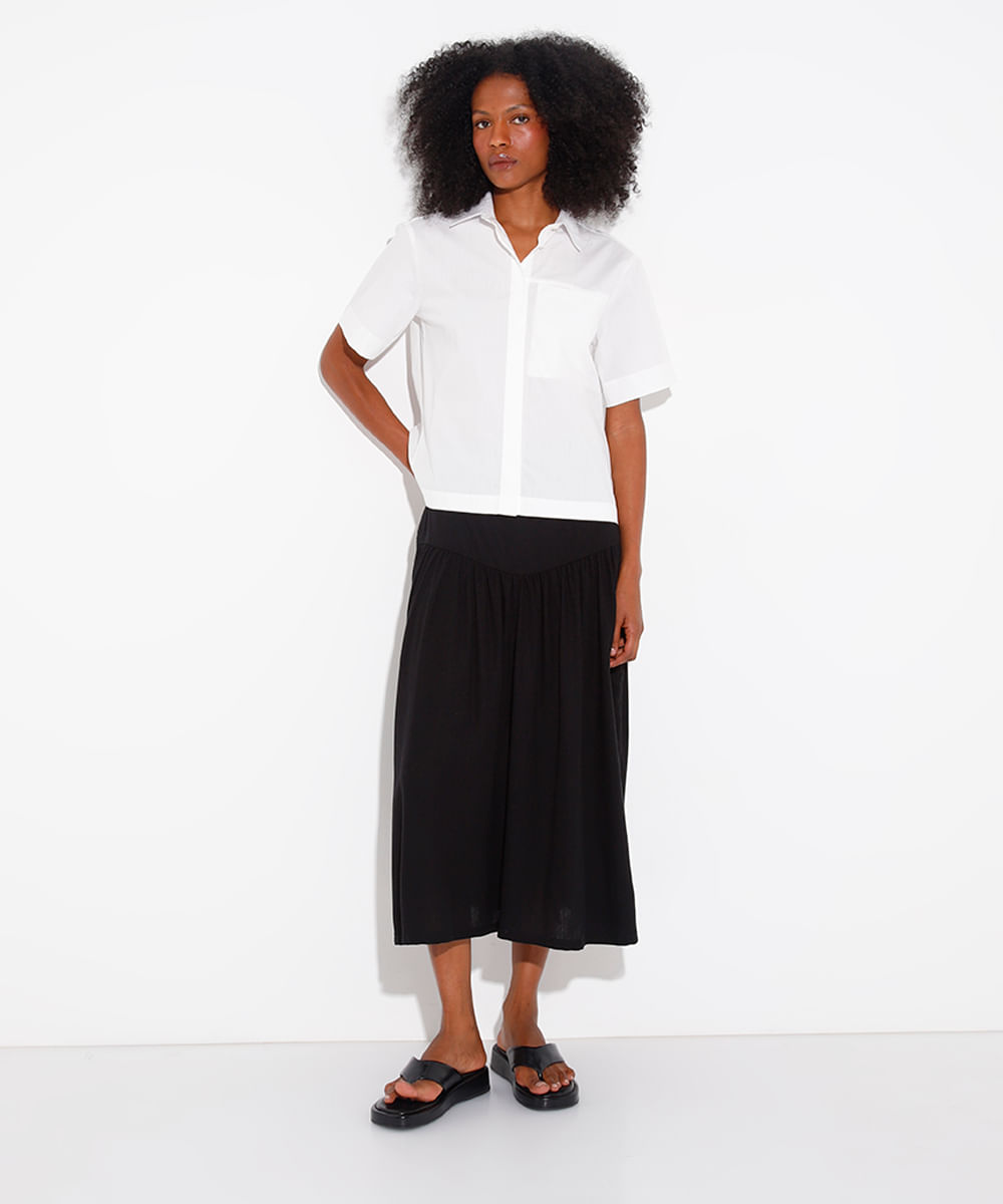 camisa de algodão bolso embutido mindset off white