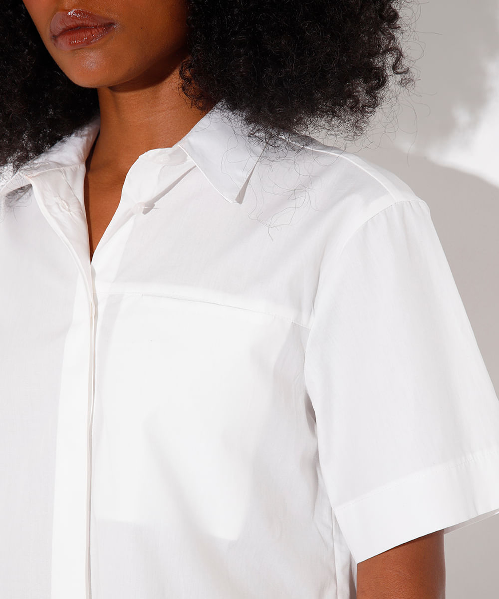camisa de algodão bolso embutido mindset off white