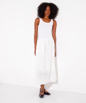 vestido midi de laise mindset branco