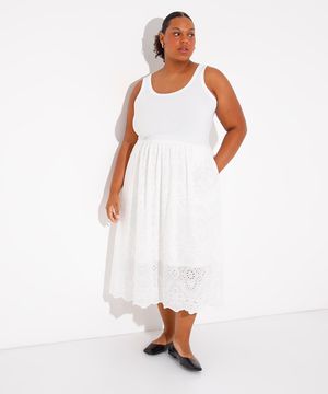 vestido midi de laise plus size mindset branco