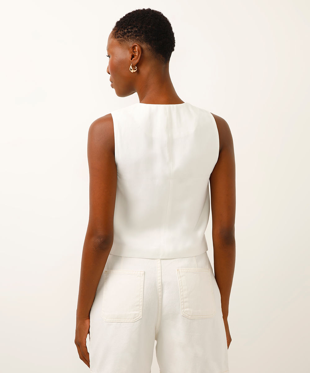 colete de alfaiataria alongado - off white