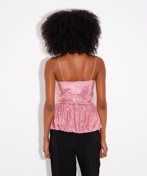 blusa balonê de paetê mindset rosa