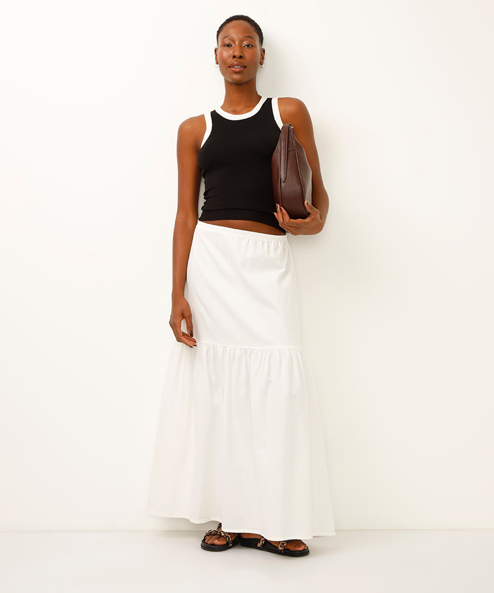 regata cropped de tricot  preta
