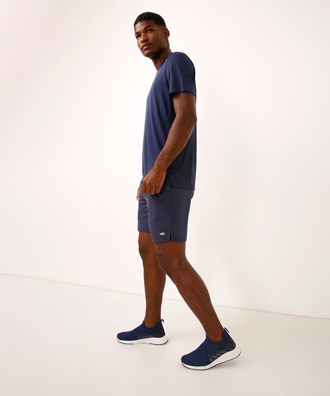 short com bolsos esportivo azul