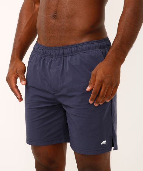 short com bolsos esportivo azul