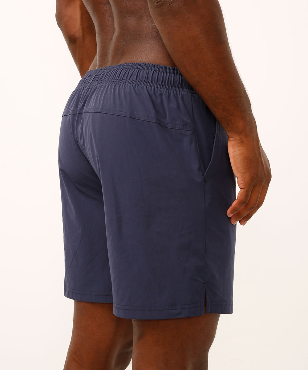short com bolsos esportivo azul