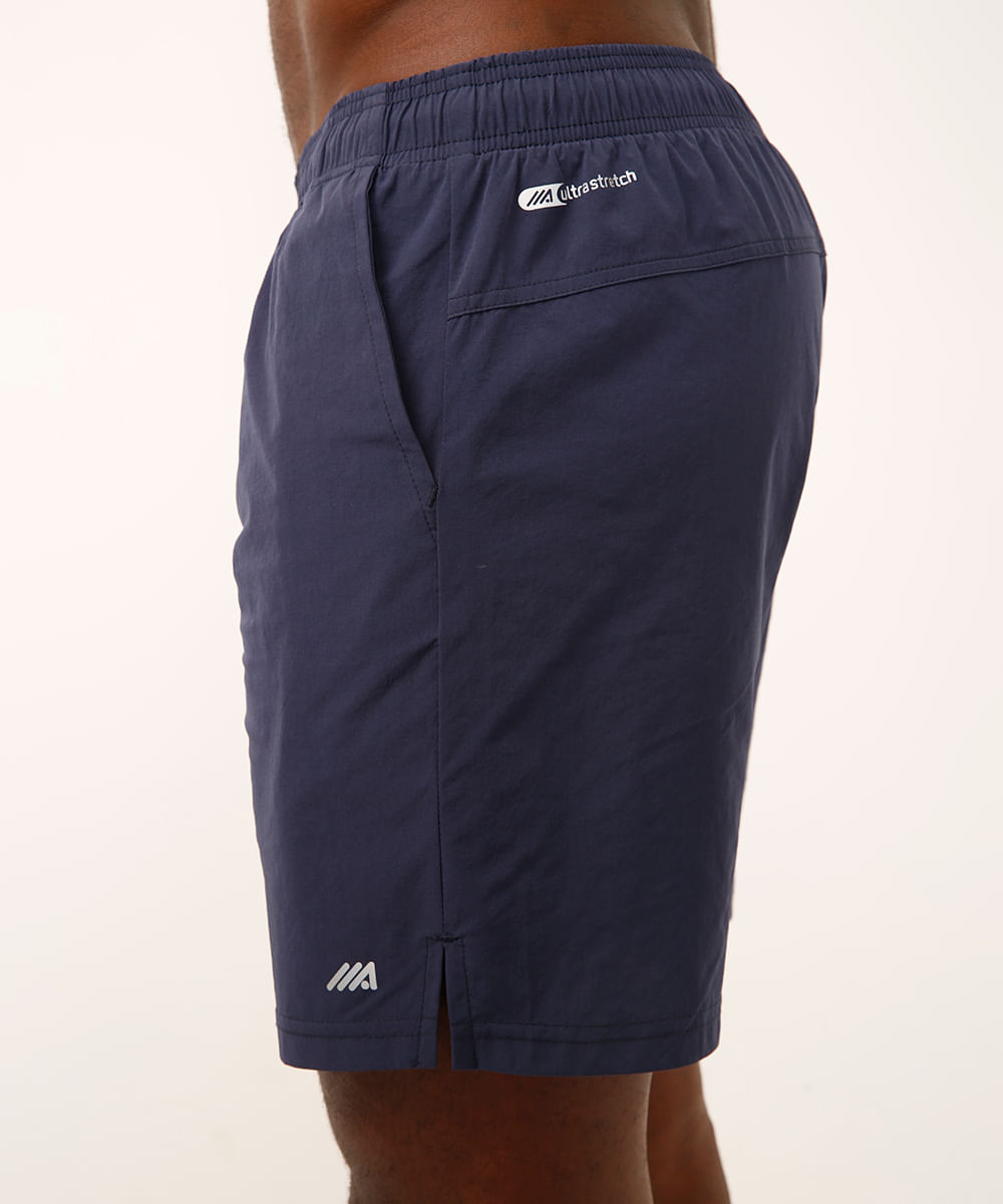 short com bolsos esportivo azul
