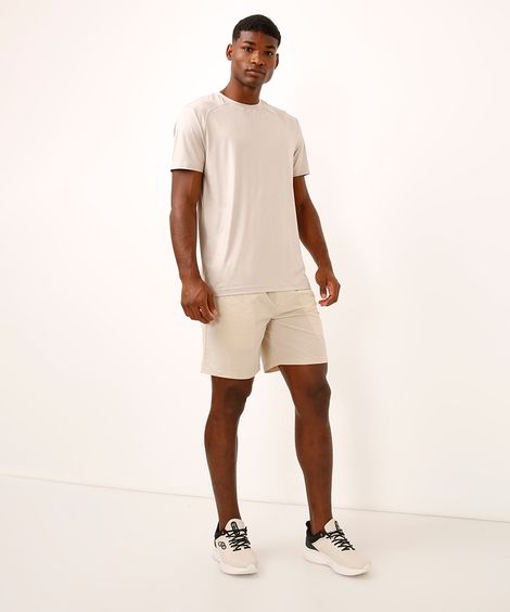 short com bolsos esportivo bege