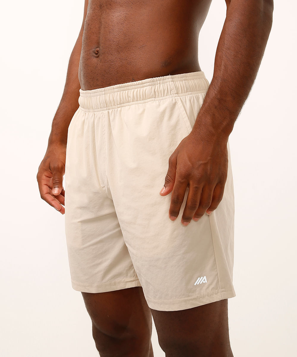 short com bolsos esportivo bege