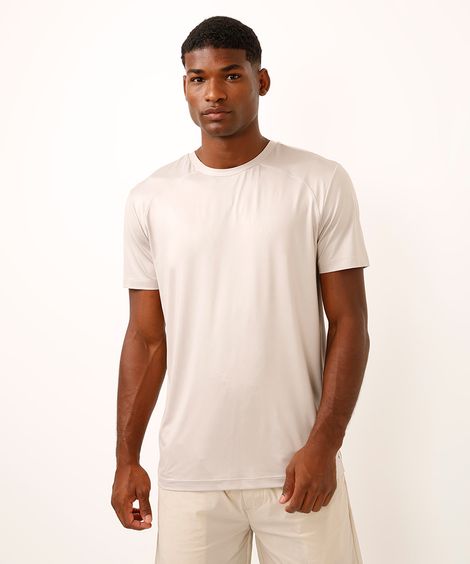 camiseta esportiva slim manga curta bege
