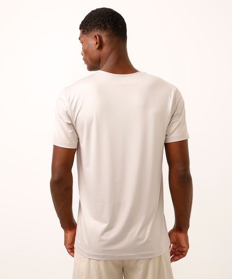 camiseta esportiva slim manga curta bege