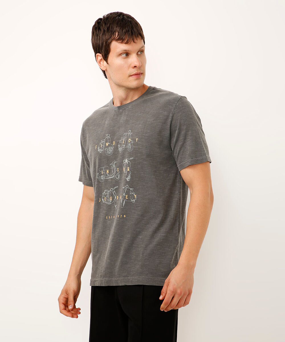 camiseta comfort de algodão motos preta