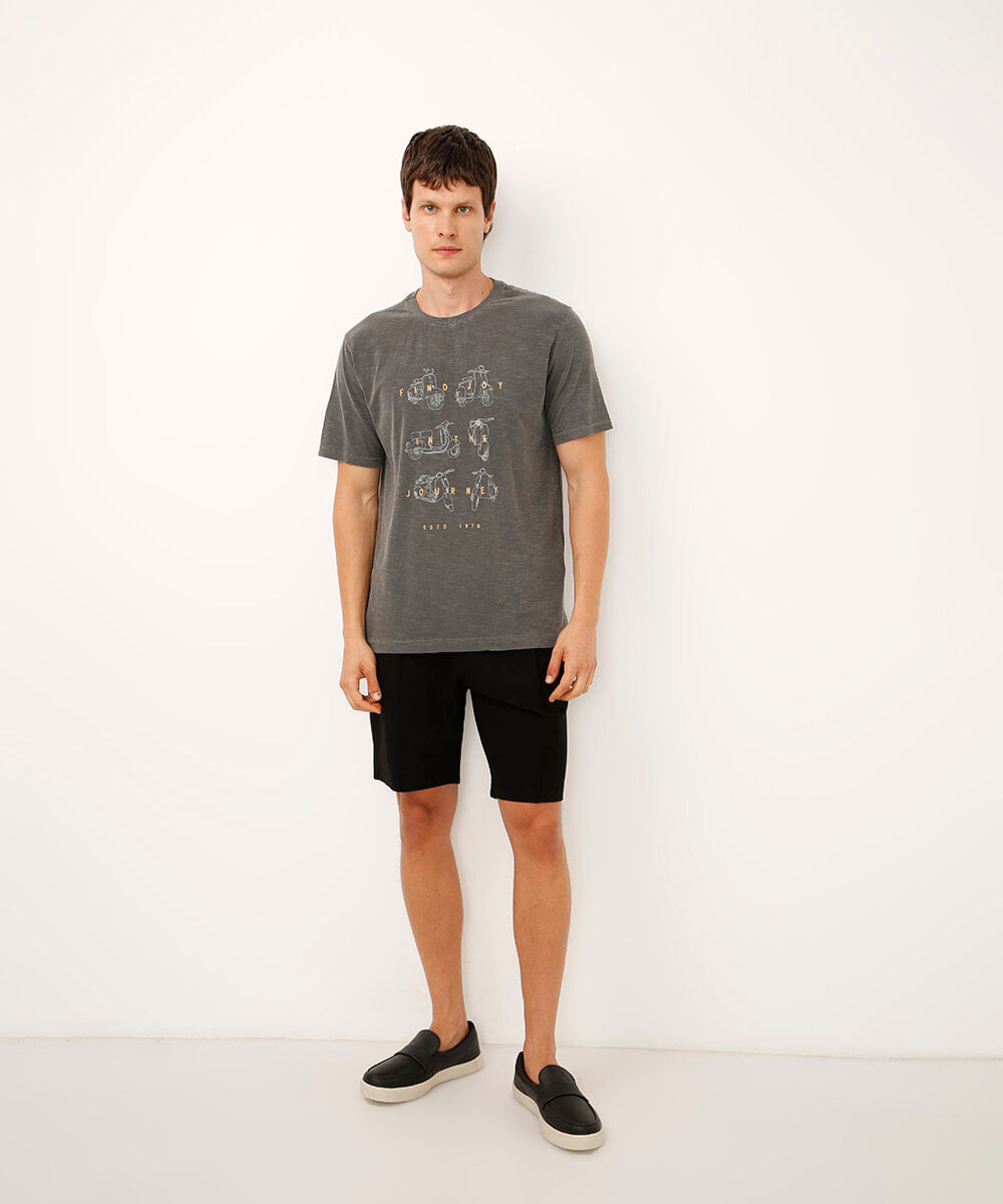 camiseta comfort de algodão motos preta