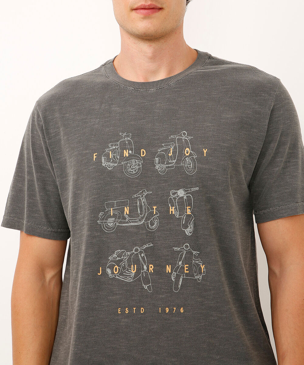 camiseta comfort de algodão motos preta