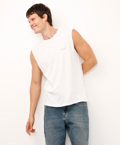 regata machão de algodão tropical off white