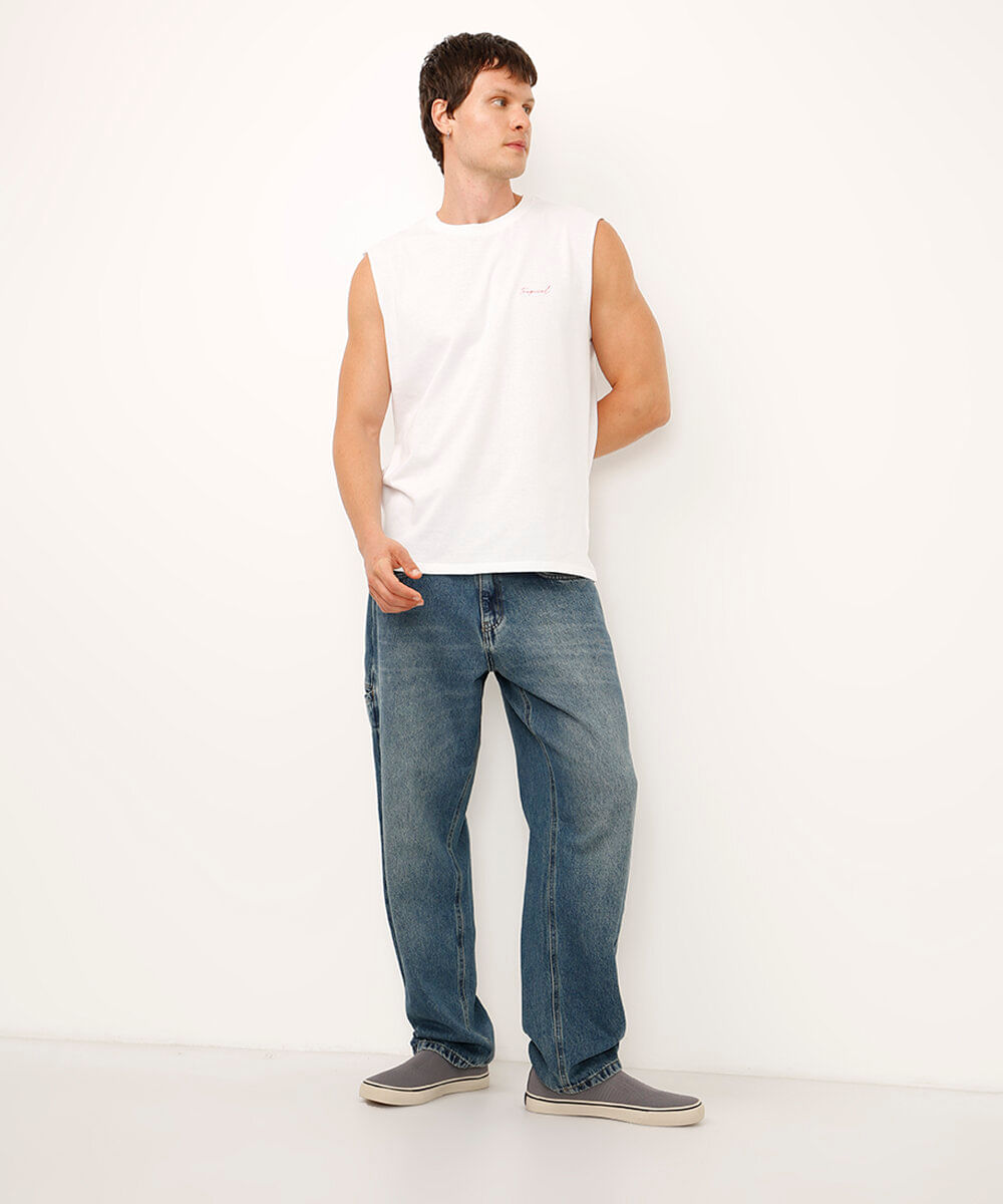 regata machão de algodão tropical off white