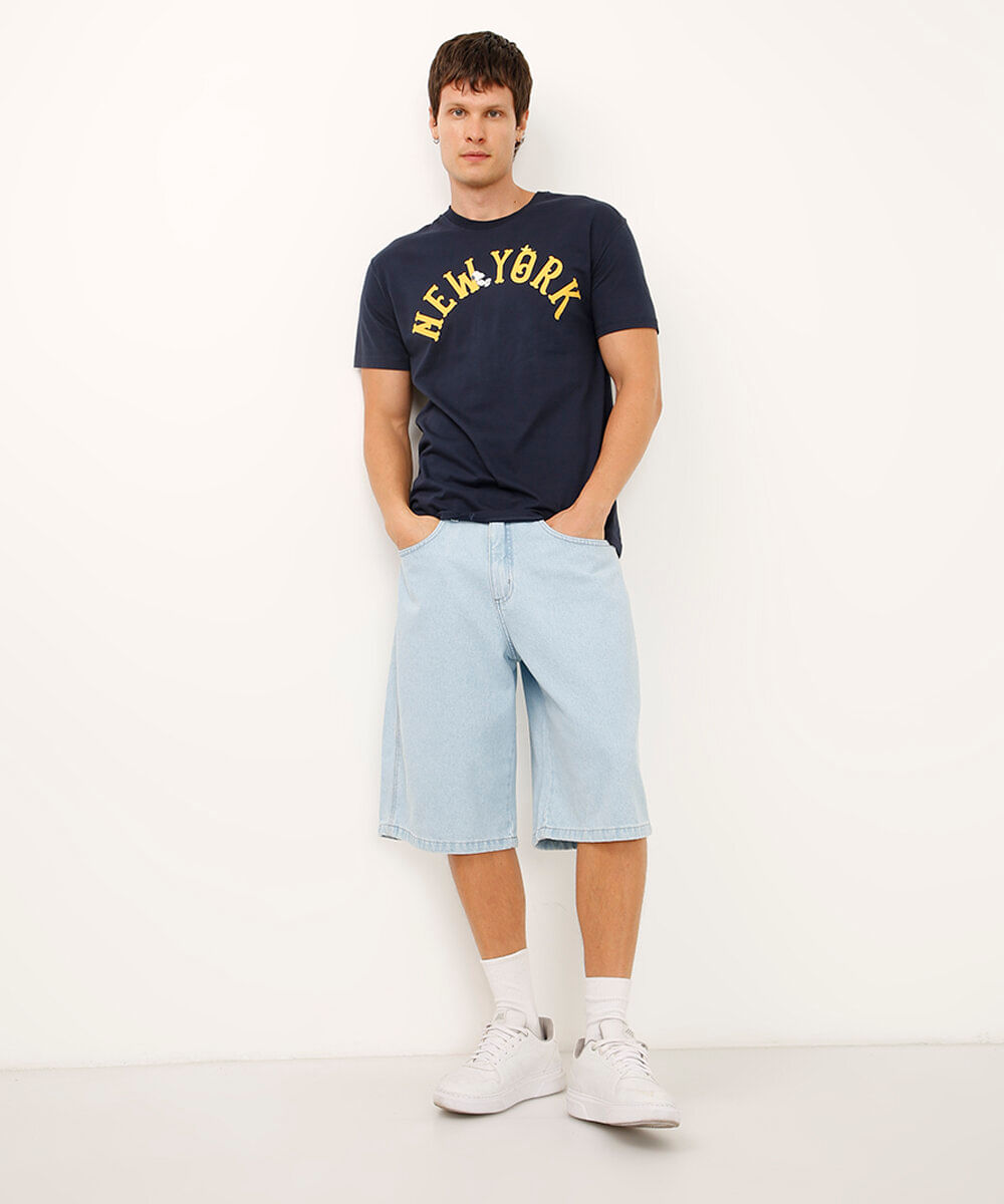 camiseta de algodão manga curta snoopy azul