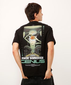camiseta relaxed de algodão rick and morty preta