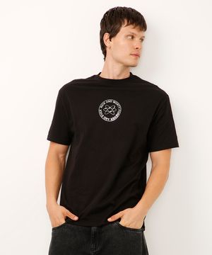 camiseta relaxed de algodão rick and morty preta