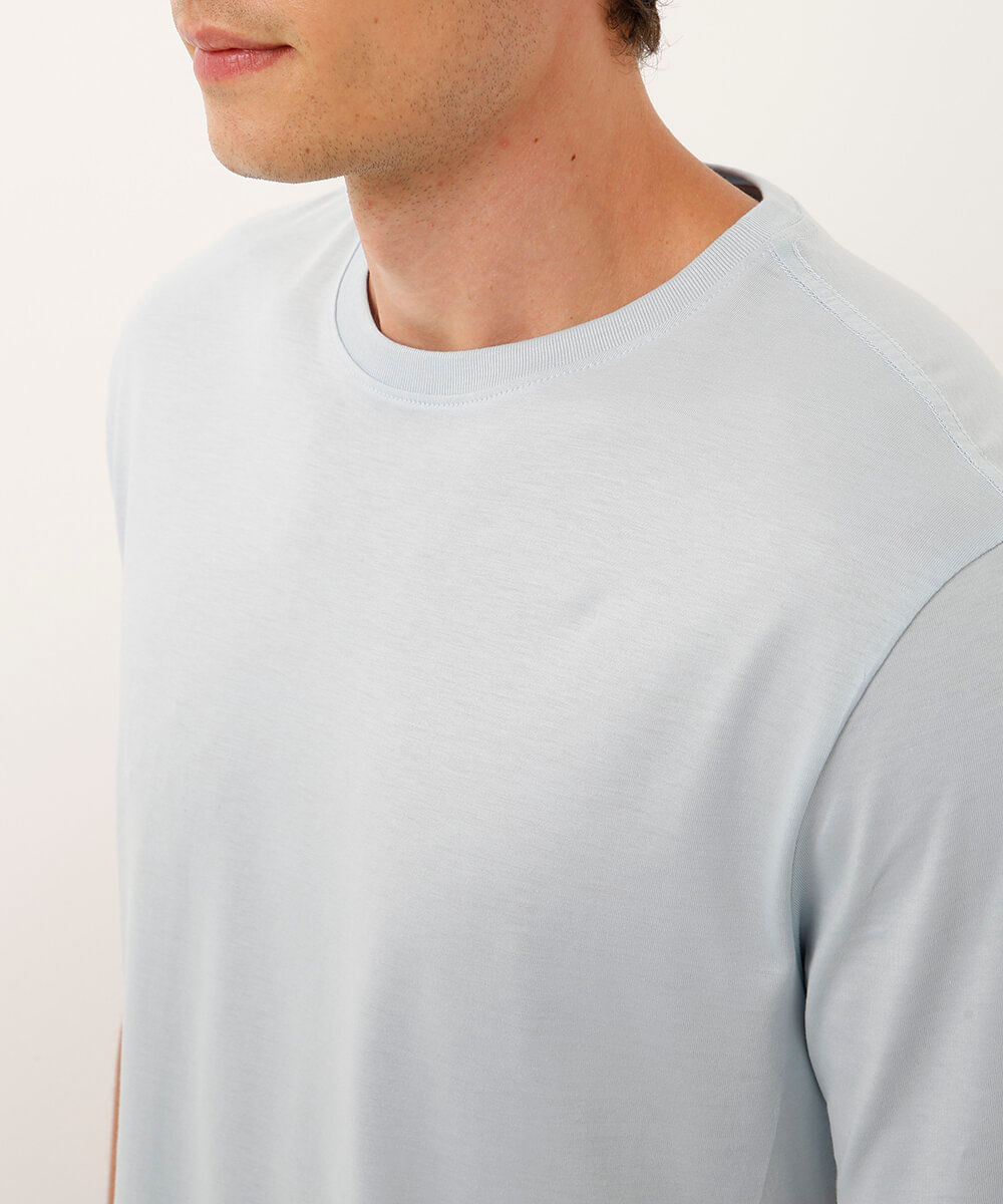 camiseta de algodão pima manga curta azul