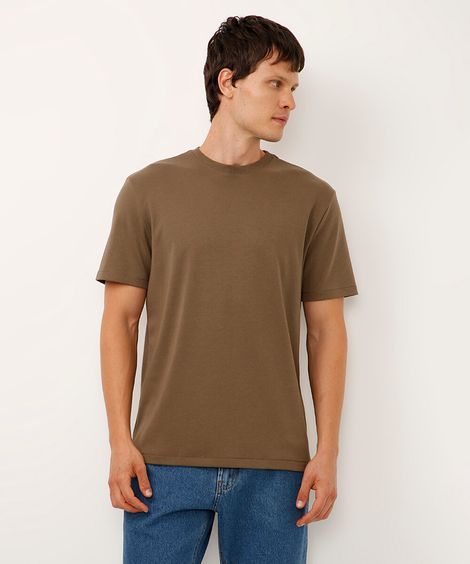 camiseta de algodão peruano bold manga curta bege