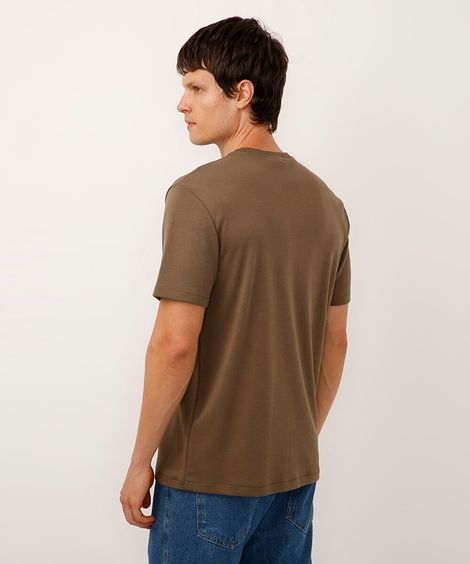 camiseta de algodão peruano bold manga curta bege