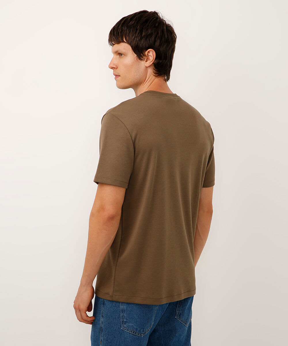 camiseta de algodão peruano bold manga curta bege