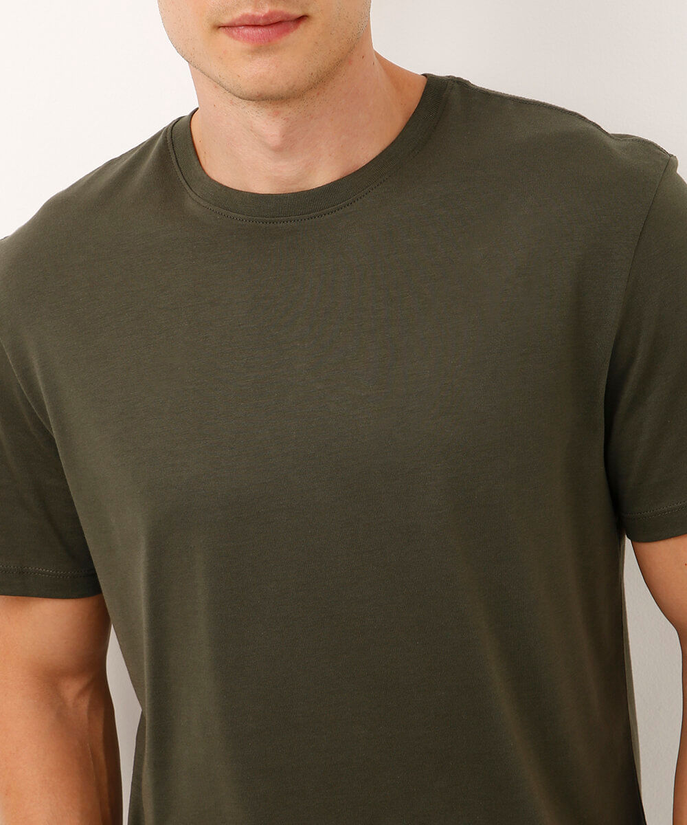 camiseta de algodão pima manga curta verde