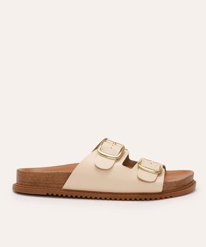 papete flatform beira rio com fivelas off white