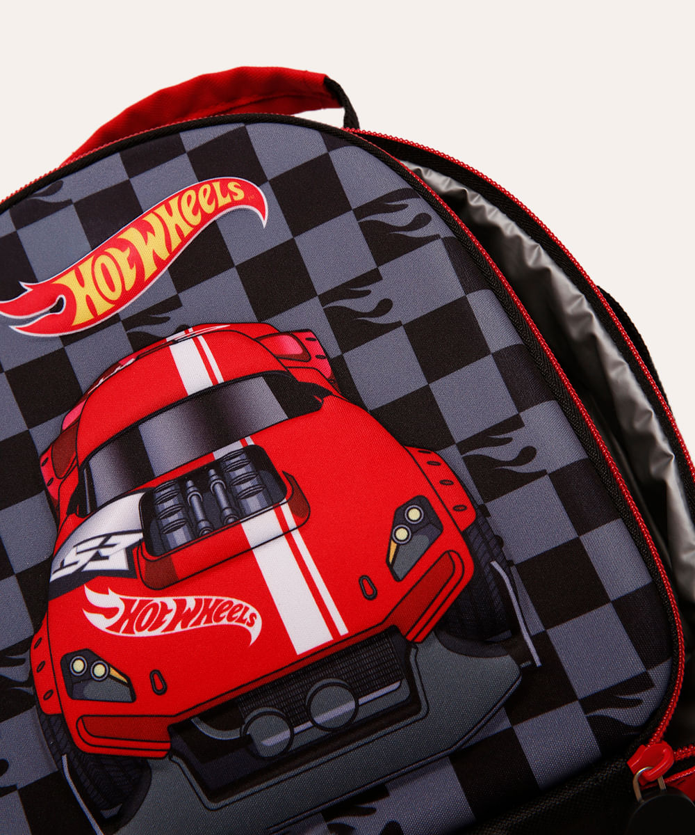 lancheira térmica infantil hot wheels preta