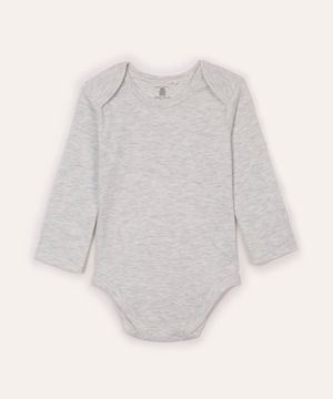 body infantil manga longa cinza