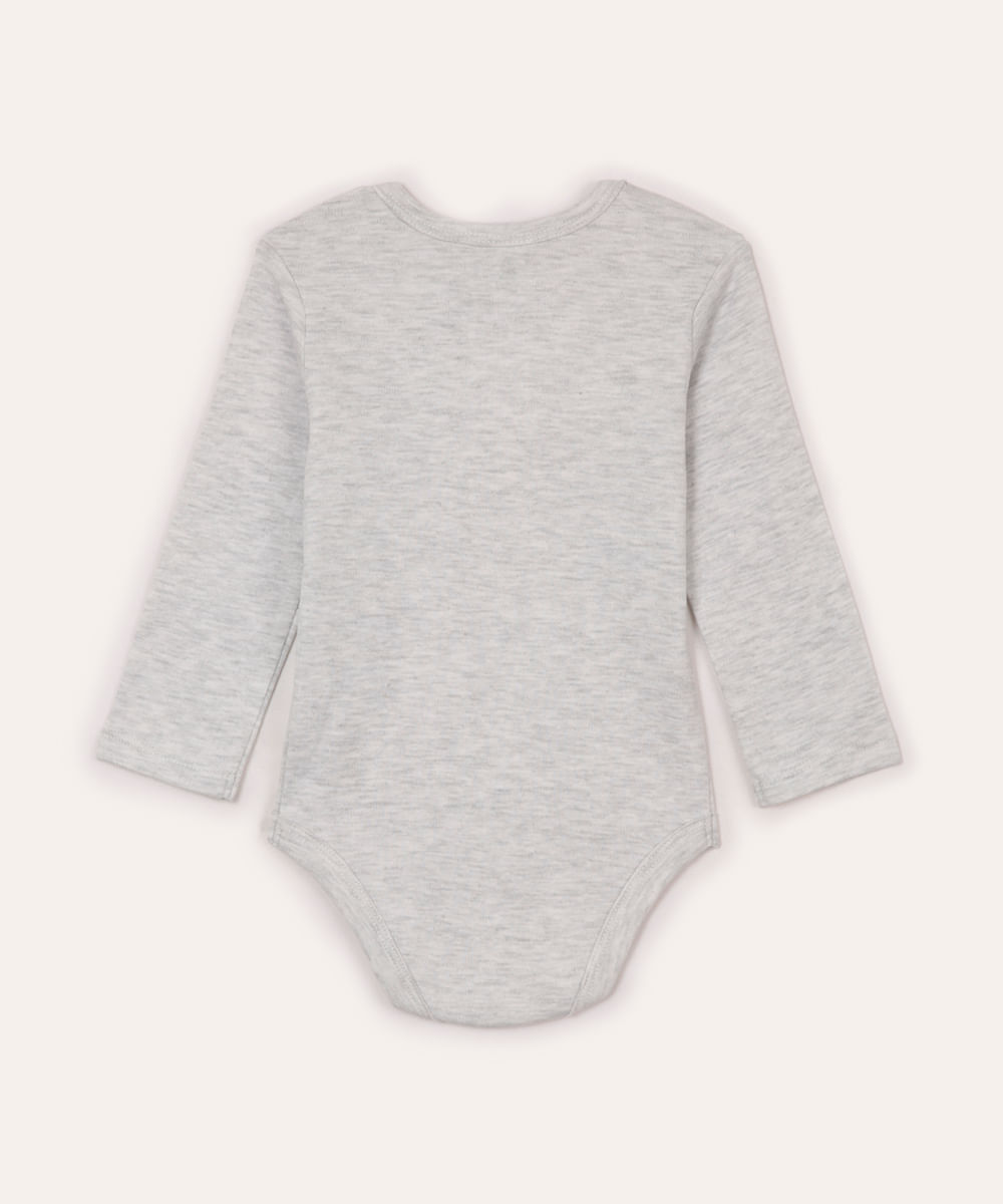 body infantil manga longa cinza