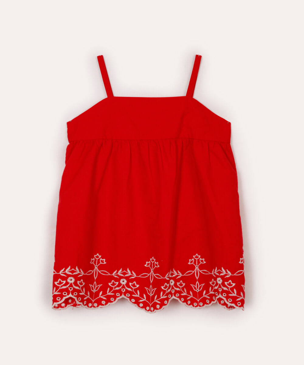 regata evasê infantil floral - vermelho