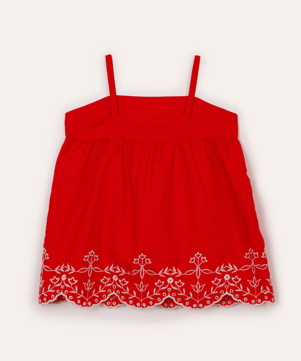regata evasê infantil floral - vermelho