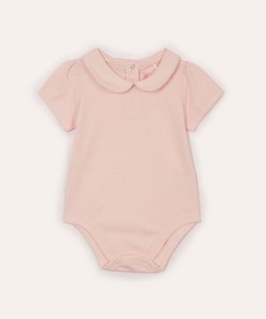 body infantil gola peter pan com renda rosa